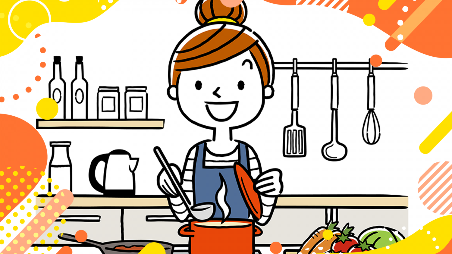 料理する女性